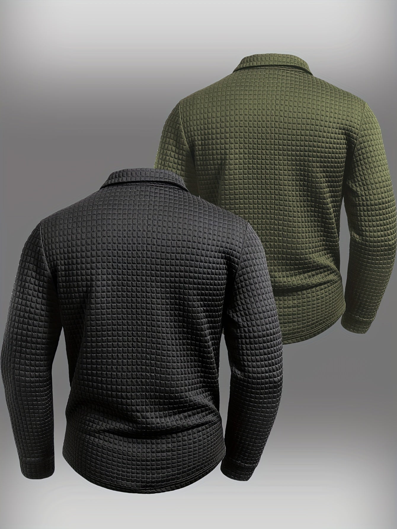 Herren Langarm Poloshirt strukturiert mit Kragen marineblau