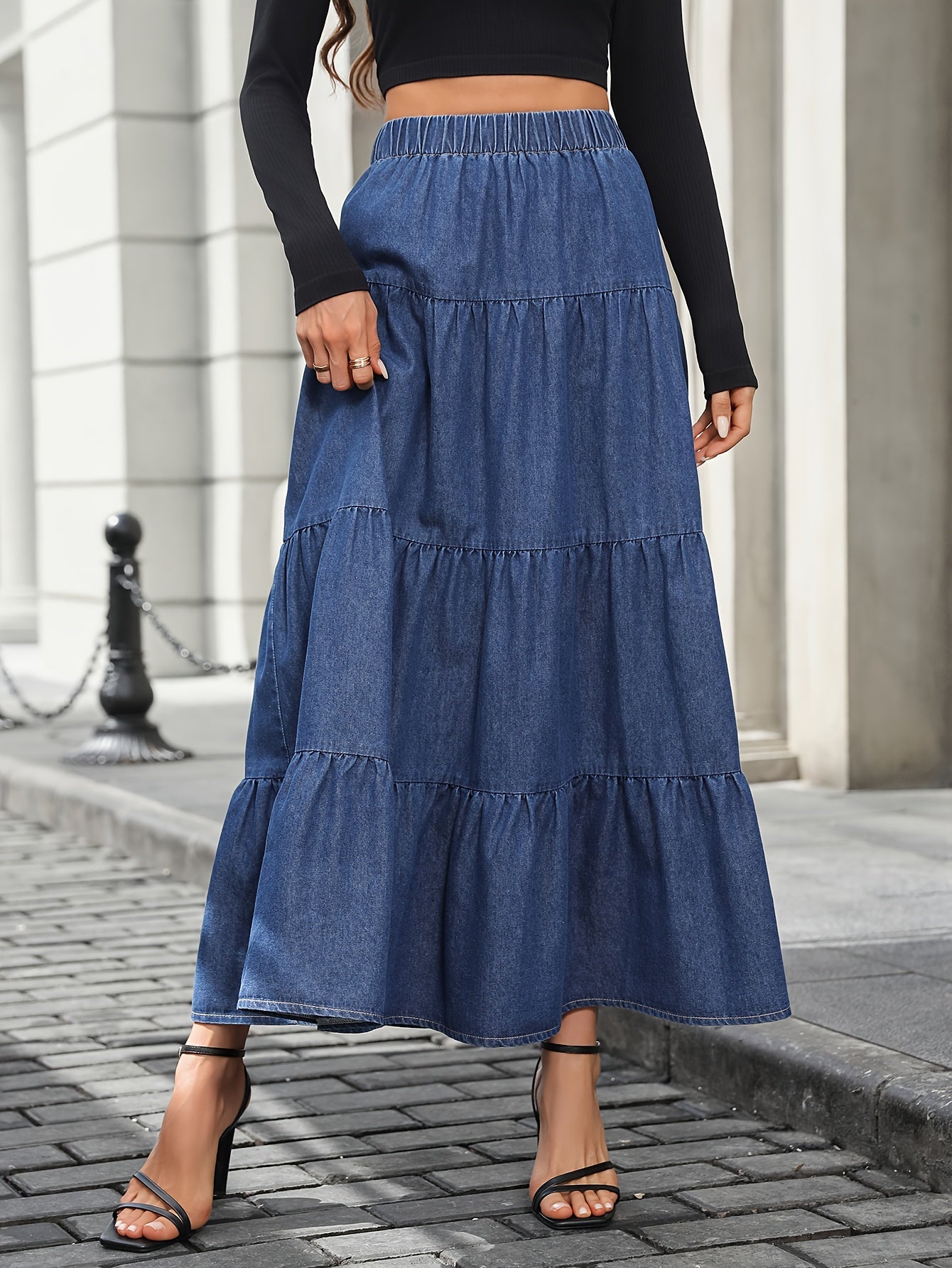 Damska spódnica maxi elegancka spódnica warstwowa moda casualowa