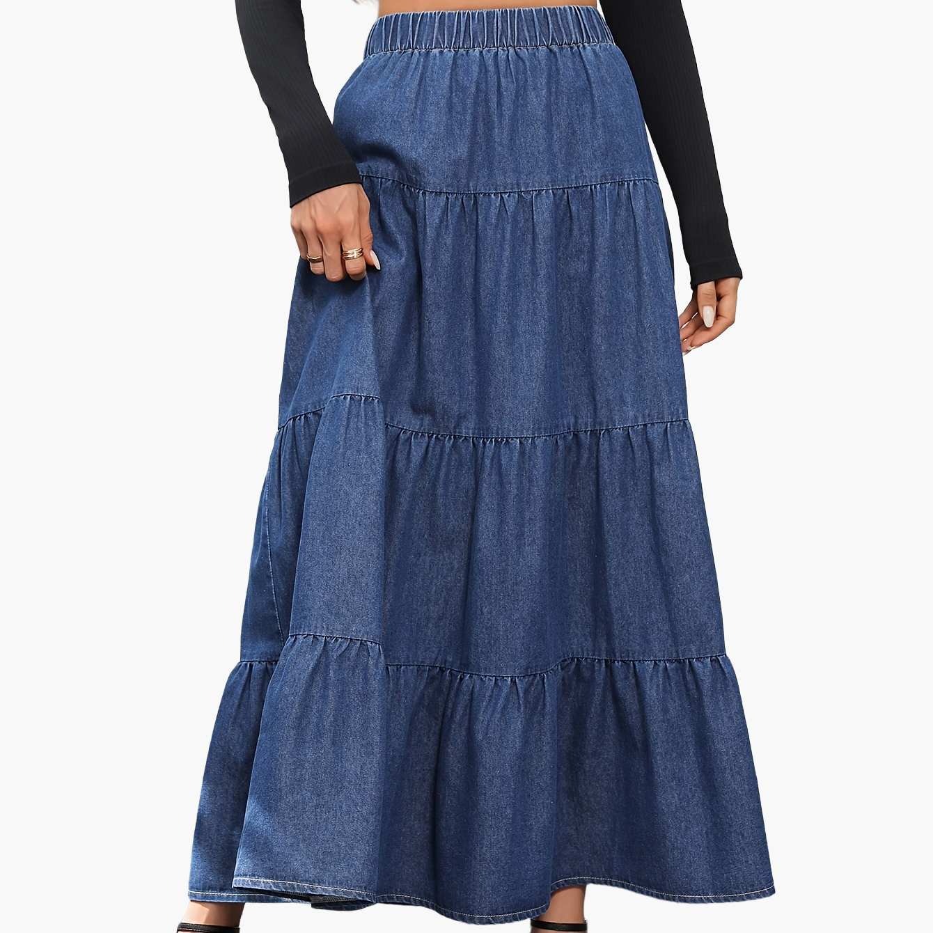 Damska spódnica maxi elegancka spódnica warstwowa moda casualowa