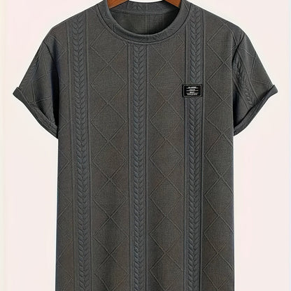 Herren T-Shirt im Strick-Look mit Rundhalsausschnitt, Casual Style, Sommer
