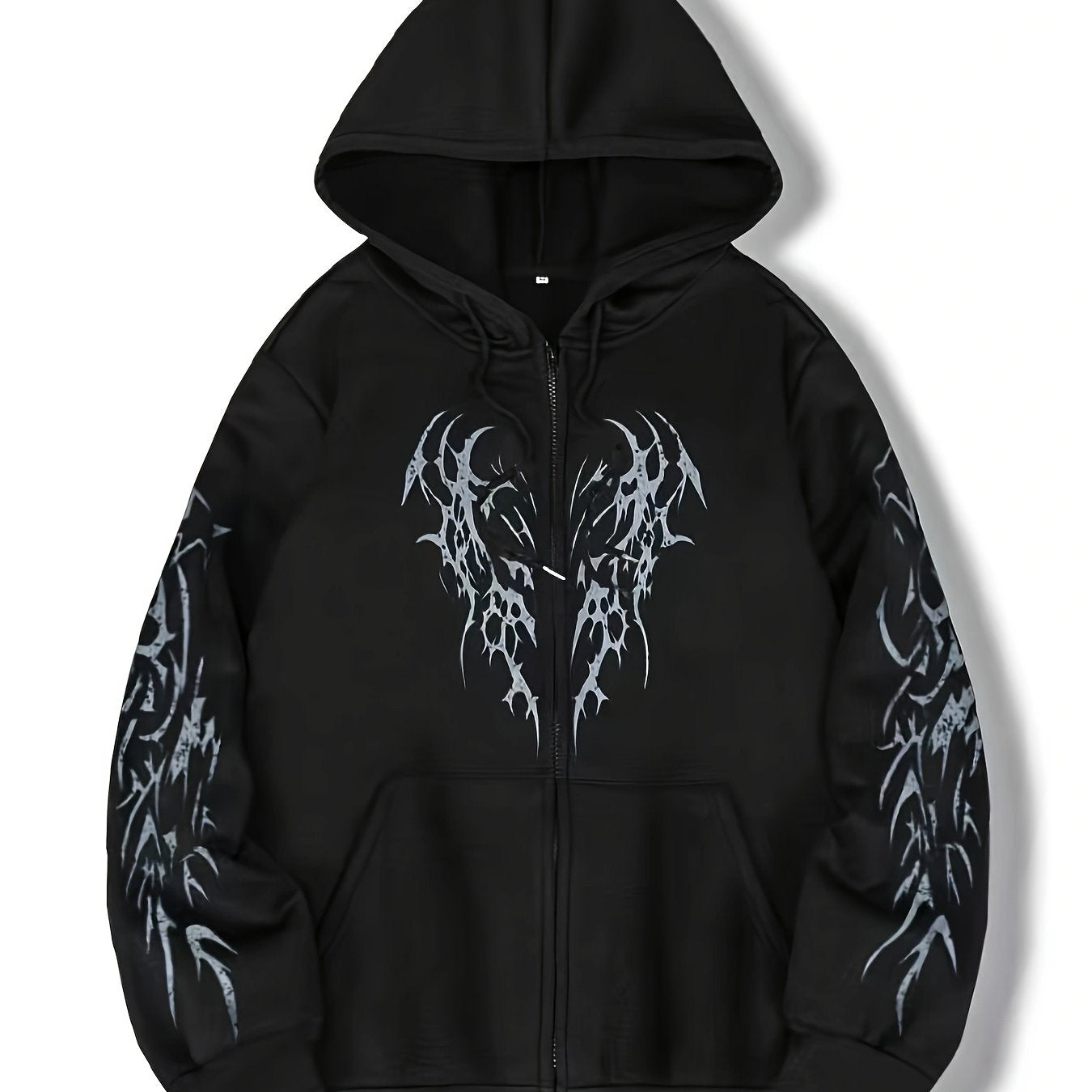 Unisex-hættetrøje med lynlås og tribal-vingeprint