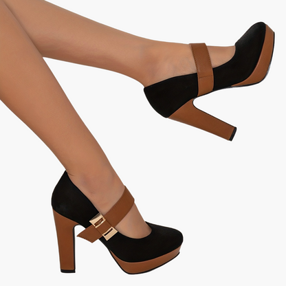 Damen Mary-Jane Pumps mit Blockabsatz und elegantem Design für festliche Anlässe