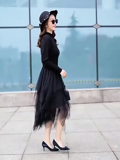 Dame asymmetrisk tylskørt i lag-på-lag look – elegant til fest og streetstyle