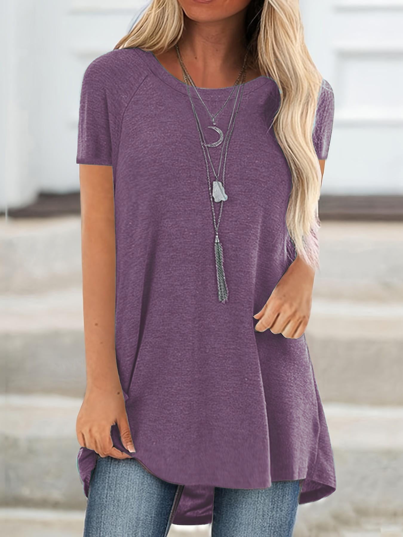 Tunica donna manica corta taglio ampio moda casual