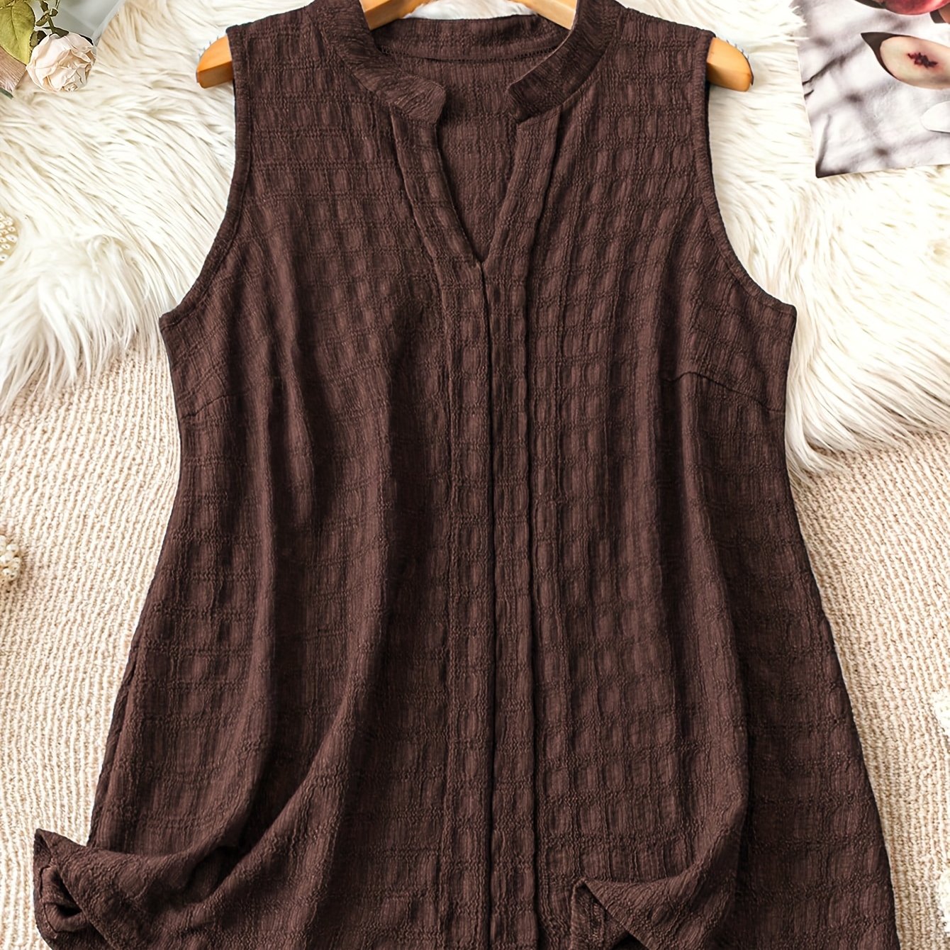Damen Ärmellose Tunika Bluse mit V-Ausschnitt – Eleganter Freizeit-Look für Alltag und Büro