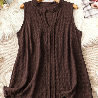 Damen Ärmellose Tunika Bluse mit V-Ausschnitt – Eleganter Freizeit-Look für Alltag und Büro