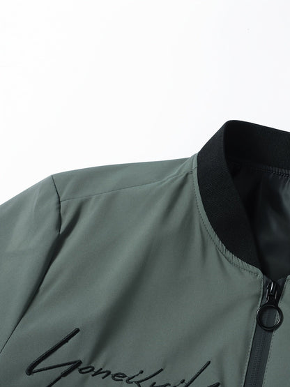 Veste bomber décontractée homme avec broderie – Look moderne et casual pour le quotidien et les voyages