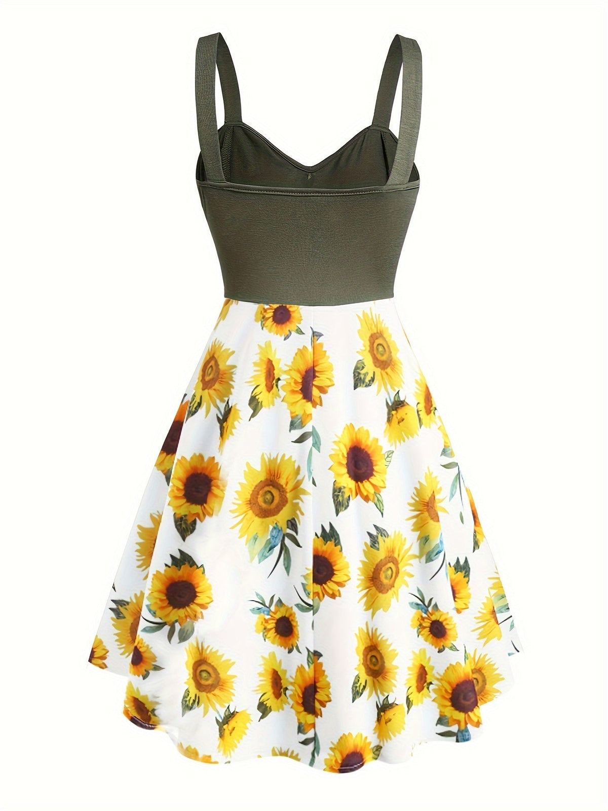 Damen Vintage Sommerkleid mit Sonnenblumenmuster und Knopfleiste – Elegantes Freizeitkleid für Frühling und Sommer