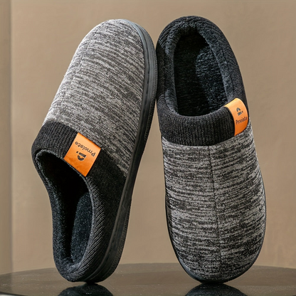 Unisex gebreide pantoffels met zachte voering – comfortabele huisschoenen voor thuis in blauw, zwart en grijs