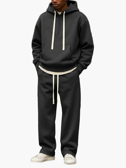 Herr Streetwear Hoodie Set för Fritid & Sport – Avslappnad Hoodie med Joggingbyxor
