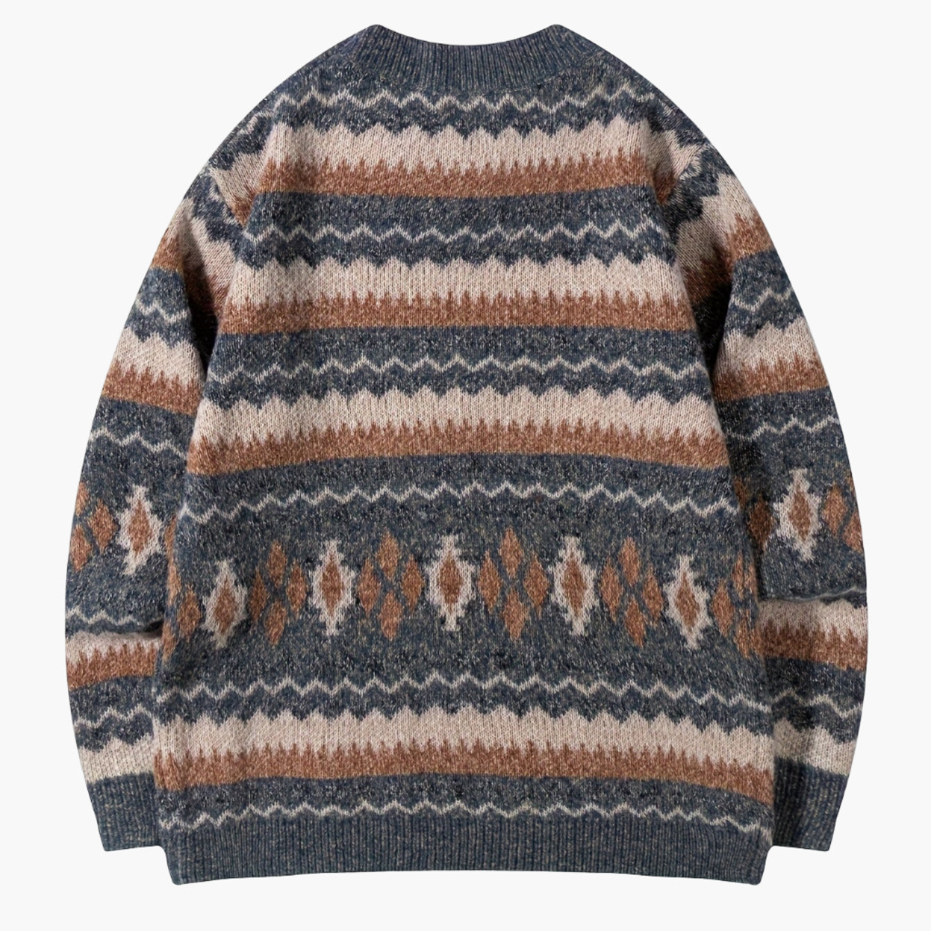 Herren Norwegerpullover mit Retro-Muster für Herbst und Winter – Lockerer Strickpulli, ideal für Freizeit