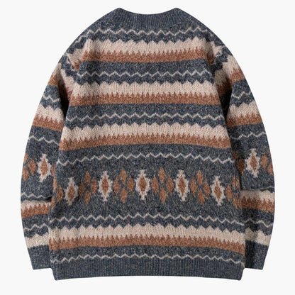 Herren Norwegerpullover mit Retro-Muster für Herbst und Winter – Lockerer Strickpulli, ideal für Freizeit