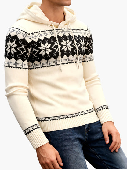 Sweat à capuche pour homme avec motif norvégien – Pull d'hiver décontracté pour les loisirs et le quotidien