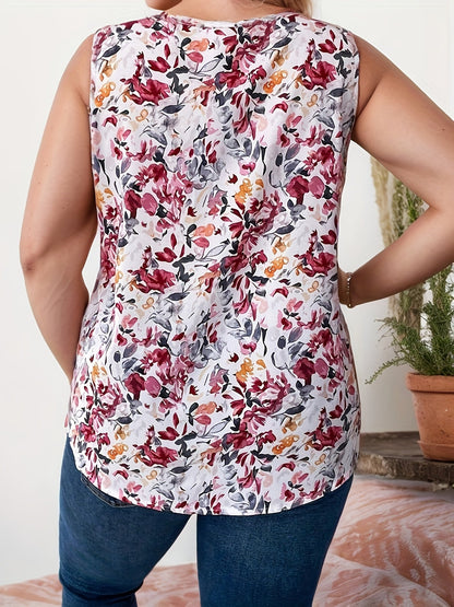 Damen Elegante Ärmellose Bluse mit Blumenmuster für Alltag und Freizeit