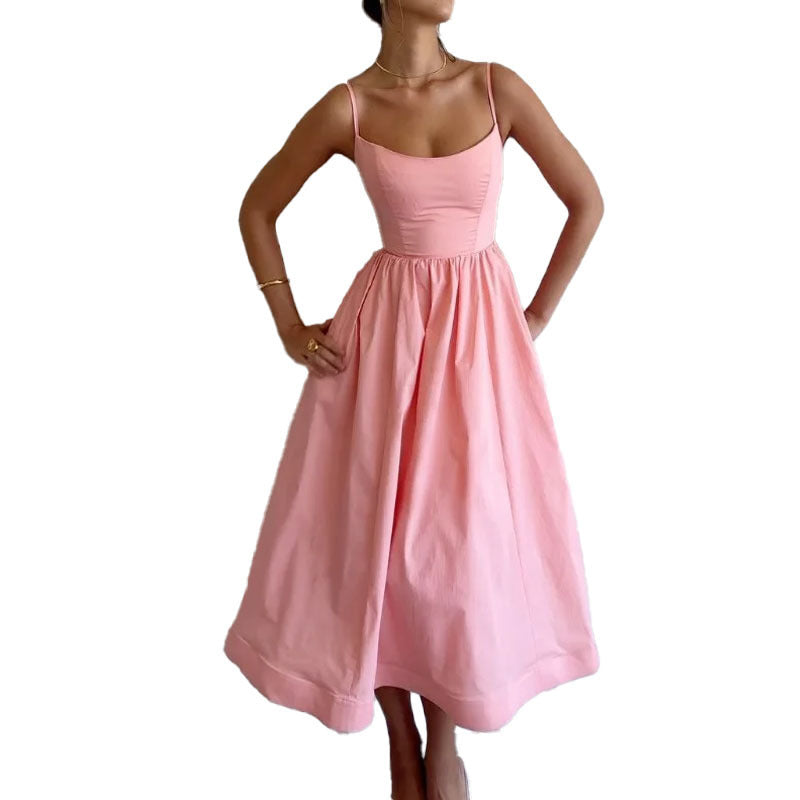 Abito midi elegante da donna con spalline – Perfetto per tutti i giorni e occasioni speciali