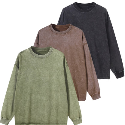 Sweatshirt Acid Washed Rundhalsausschnitt Langarm