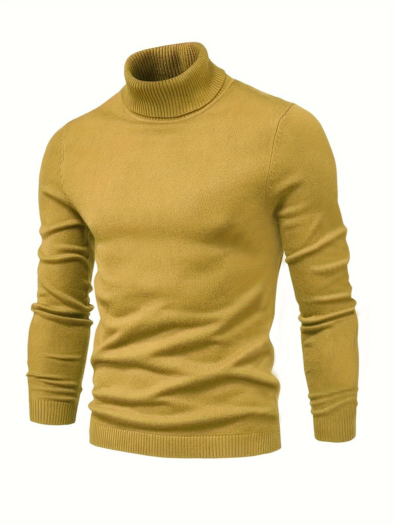 Klassisk ribstrikket rullekravesweater til mænd