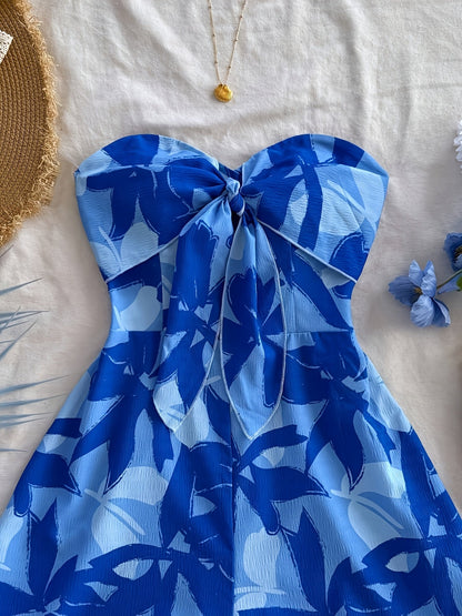 Mono bandeau para mujer con detalle de lazo y estampado floral – Peto de verano casual