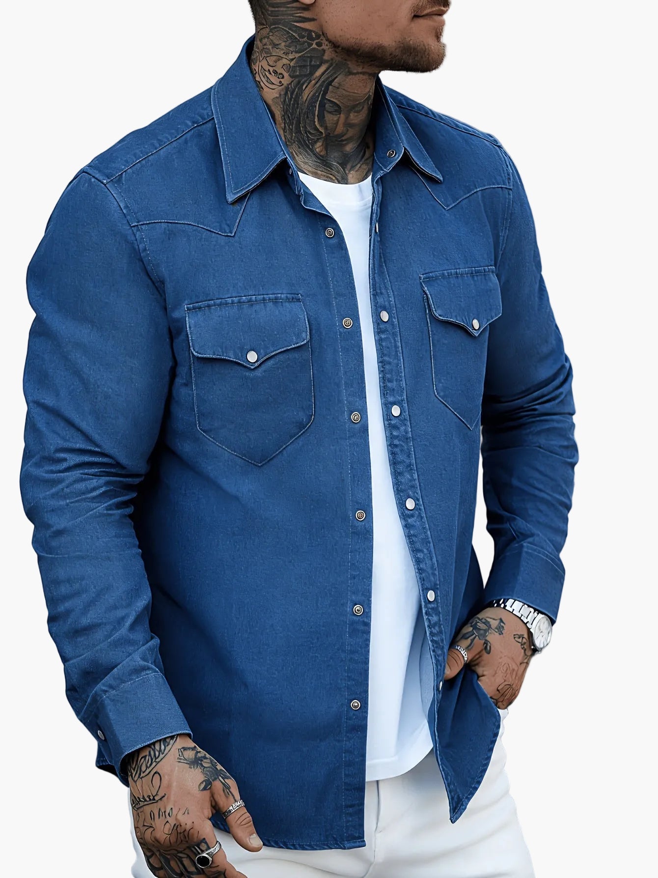 Herren Jeanshemd im Western-Stil – Lässiger Alltagslook, Perfekt für Freizeit und Streetwear