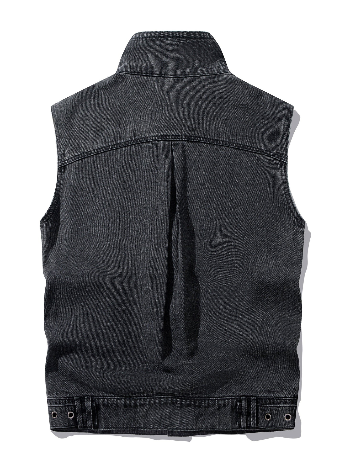 Herre jeansvest i avslappet stil – ermeløs fritidsvest med knappestolpe og krage