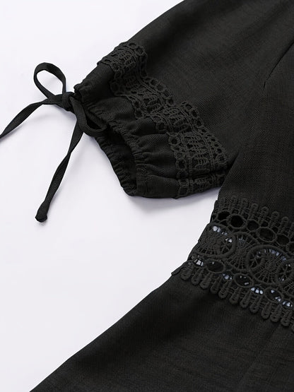 Damen Kleid Elegant mit Spitze und V-Ausschnitt – Perfekt für Frühling und Herbst, Freizeit & Alltag