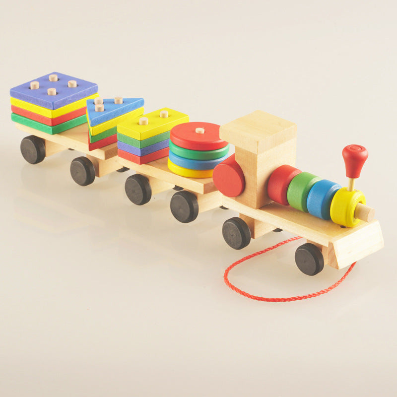 Houten educatief speelgoed trein voor kinderen – Stapel- en sorteerspel vanaf 1 jaar