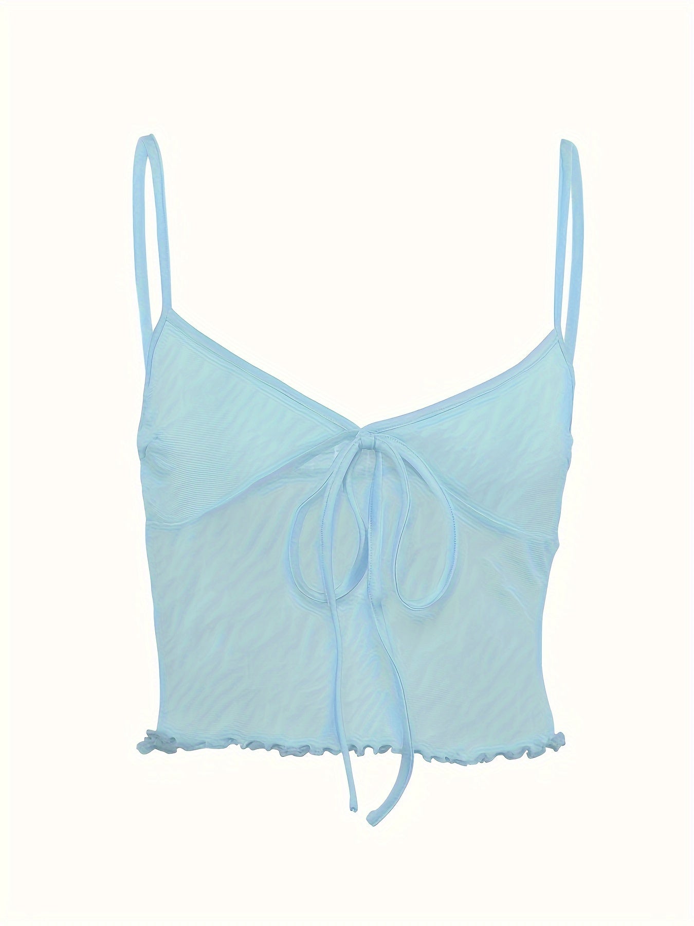 Top corto de mujer con tirantes finos y lazo frontal – Top de moda para fiestas y salidas