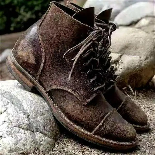 Botines para hombre estilo vintage – Botas clásicas con cordones para el día a día y tiempo libre