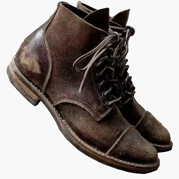 Botines para hombre estilo vintage – Botas clásicas con cordones para el día a día y tiempo libre