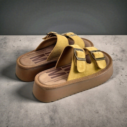 Sandalias de plataforma para mujer con doble correa y hebillas – Zapatos casuales de moda para el verano