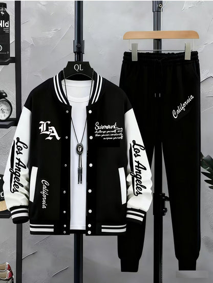 Herren College Jacke & Jogginghose Set Zweiteiler mit Los Angeles Print
