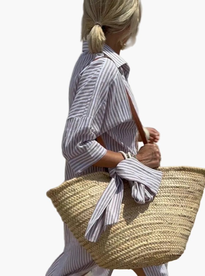 Vestido blusón de rayas para mujer en estilo veraniego relajado – Perfecto para el día a día y vacaciones