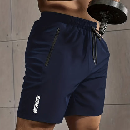 Męskie szorty sportowe do fitnessu, krótkie spodenki z kieszeniami na zamek błyskawiczny