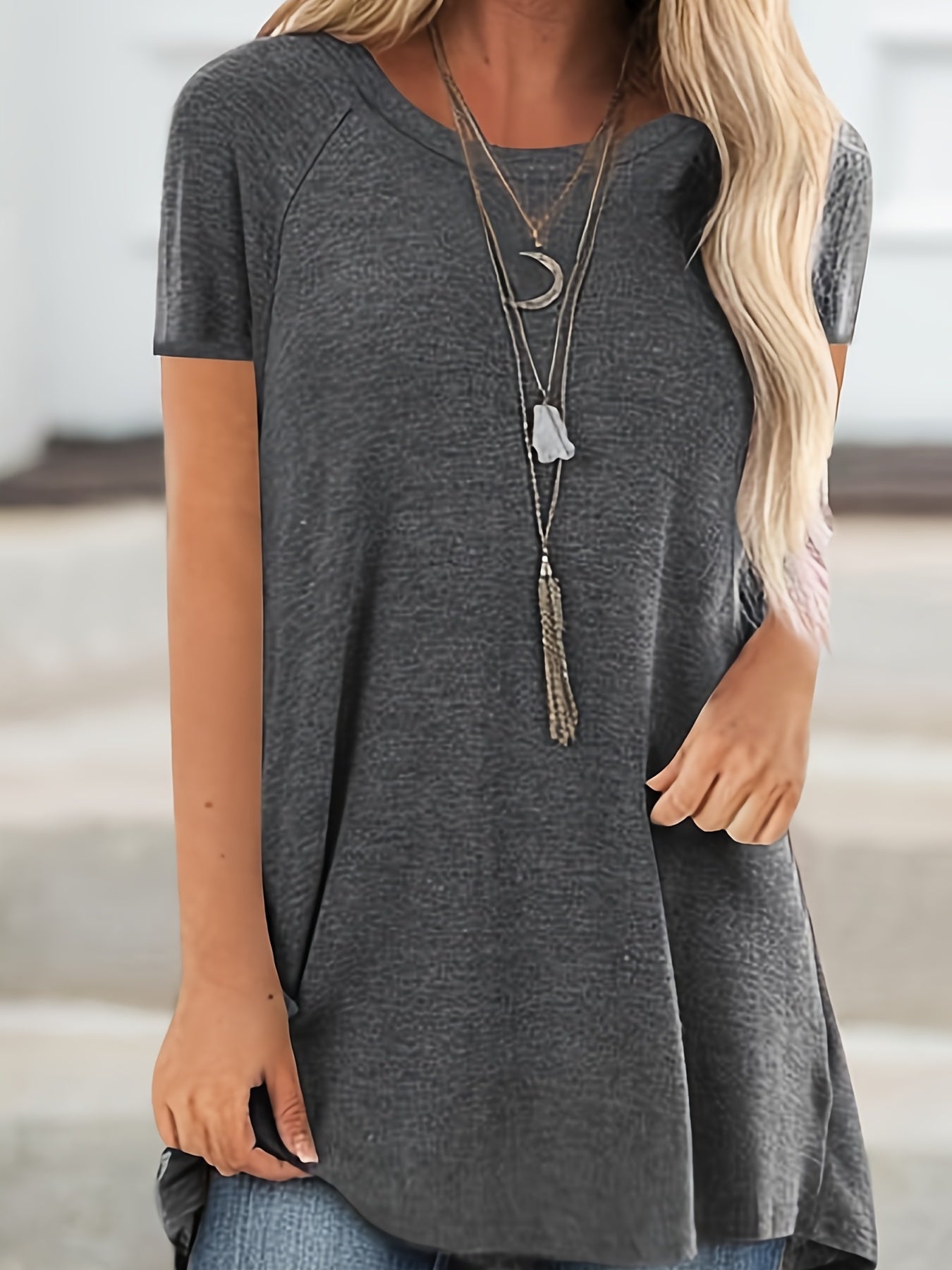 Tunica donna manica corta taglio ampio moda casual