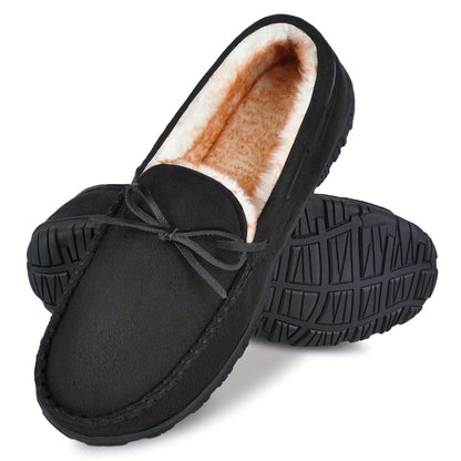 Mokassin Hausschuhe Herren, gefüttert, warm, Braun/Beige/Schwarz