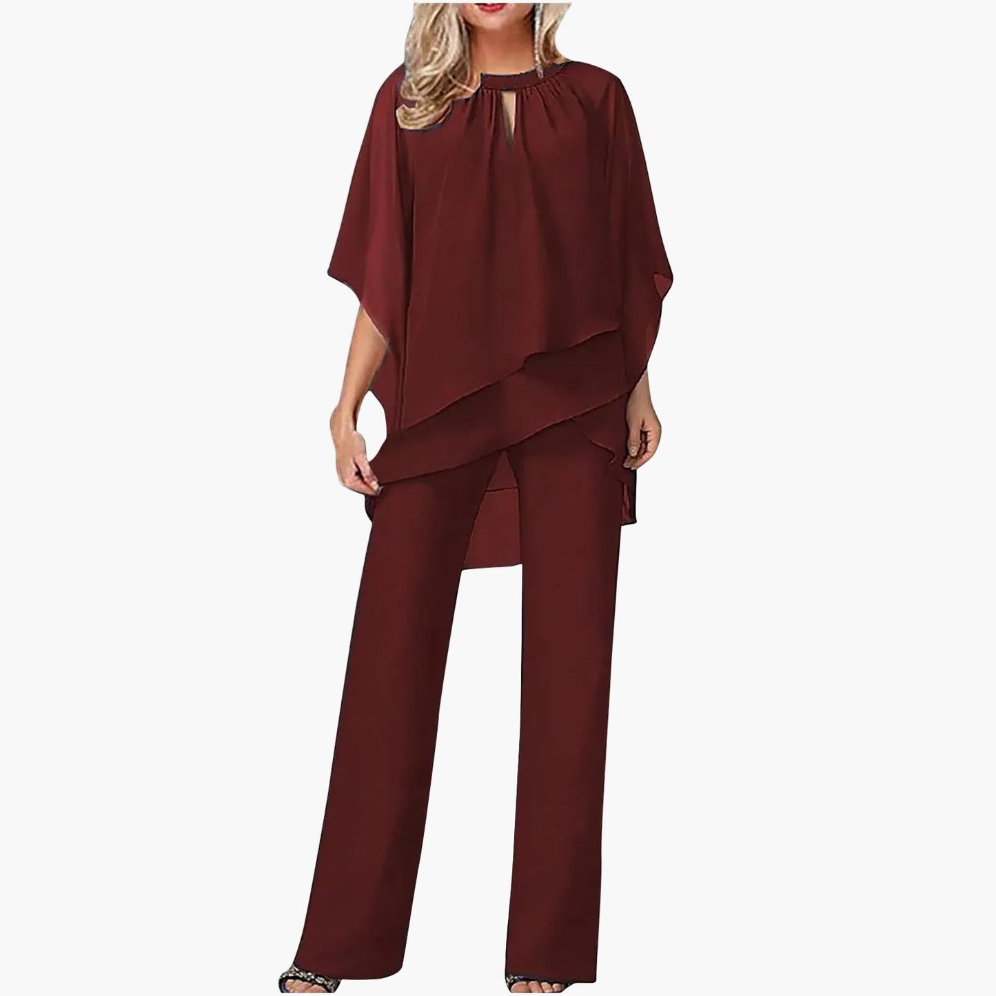Tailleur pantalon élégant pour femmes à coupe ample – Festif & professionnel, mode avec manches chauve-souris