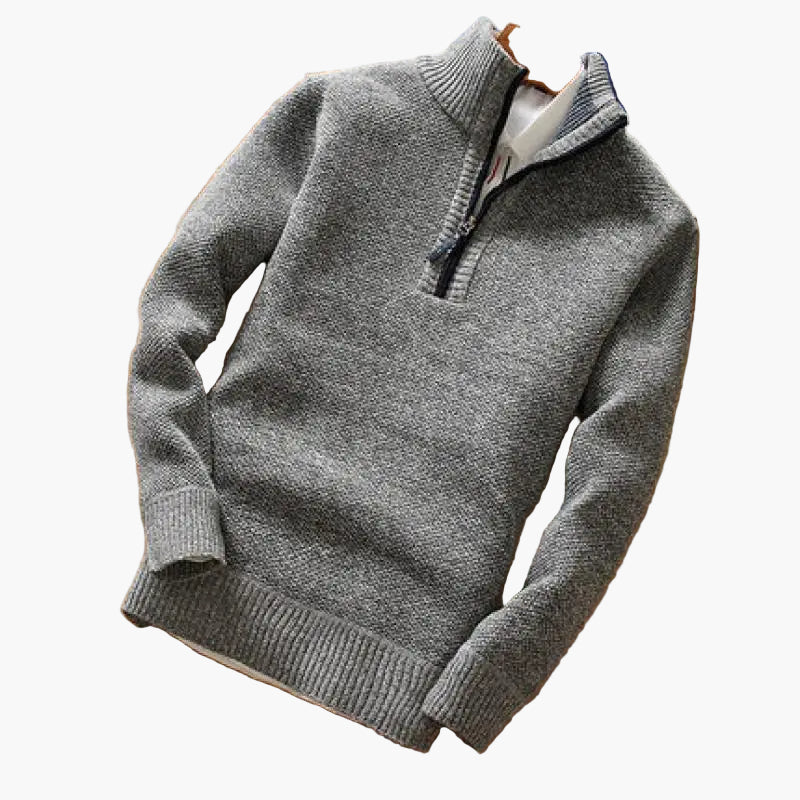 Herr Tröja med dragkedja – Stickad design – Modern fritidslook