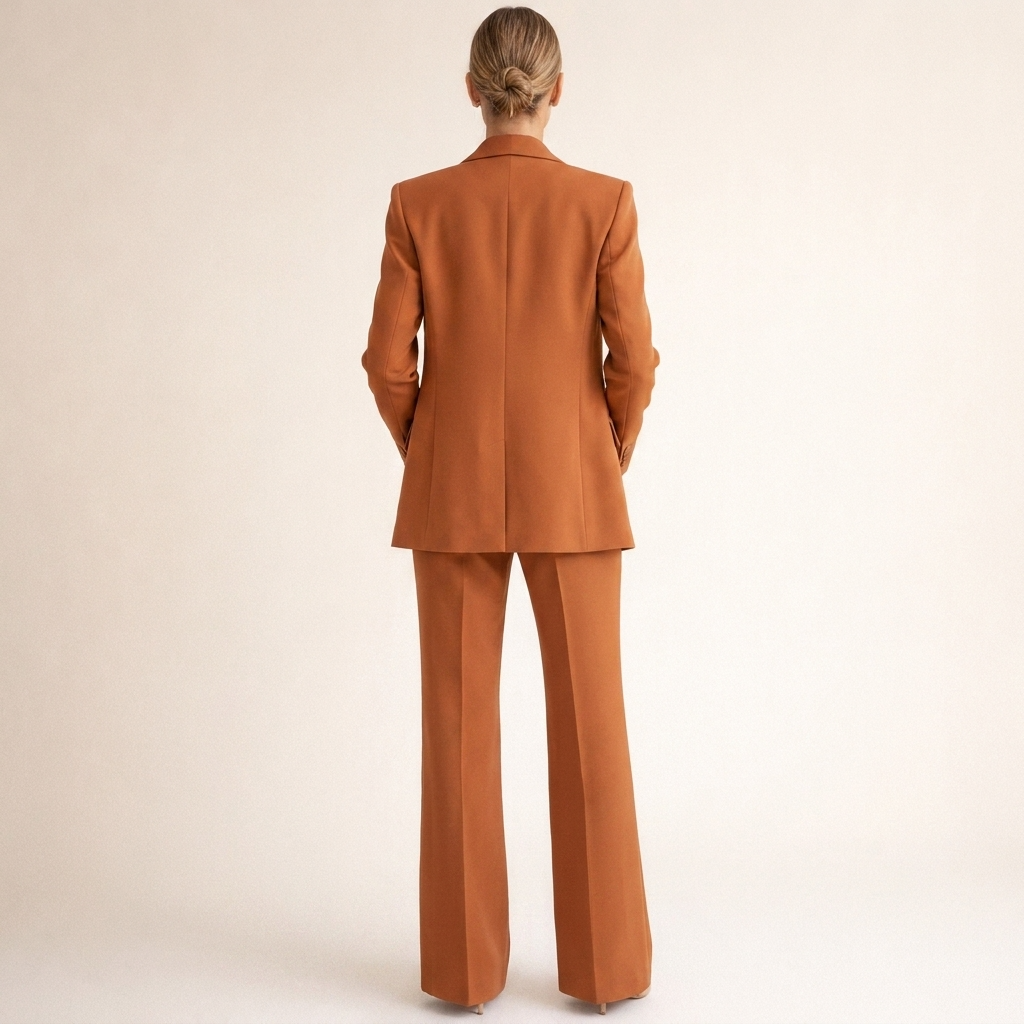 Lena | Damespak met flared broek en knopen