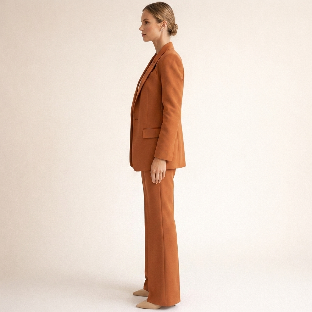 Lena | Damespak met flared broek en knopen