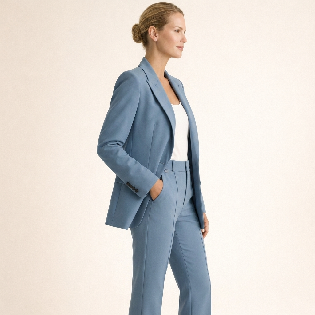 Lena | Damespak met flared broek en knopen