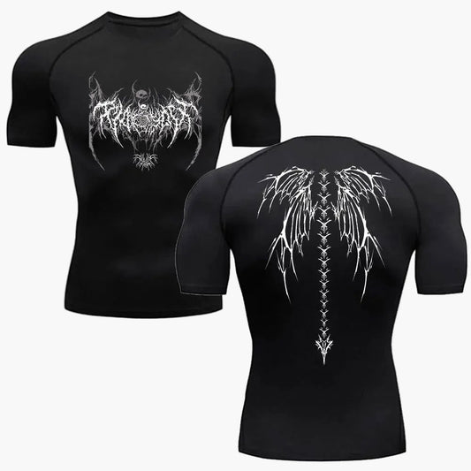 Herr Kompressionsshirt Black Metal Estetik – Sport & Streetwear