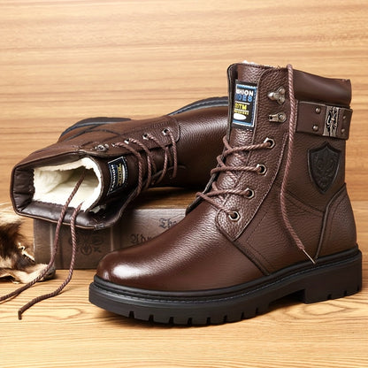 Herren Schnürstiefel Profilsohle in Schwarz und Braun