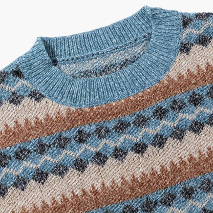 Herren Norwegerpullover mit Retro-Muster für Herbst und Winter – Lockerer Strickpulli, ideal für Freizeit