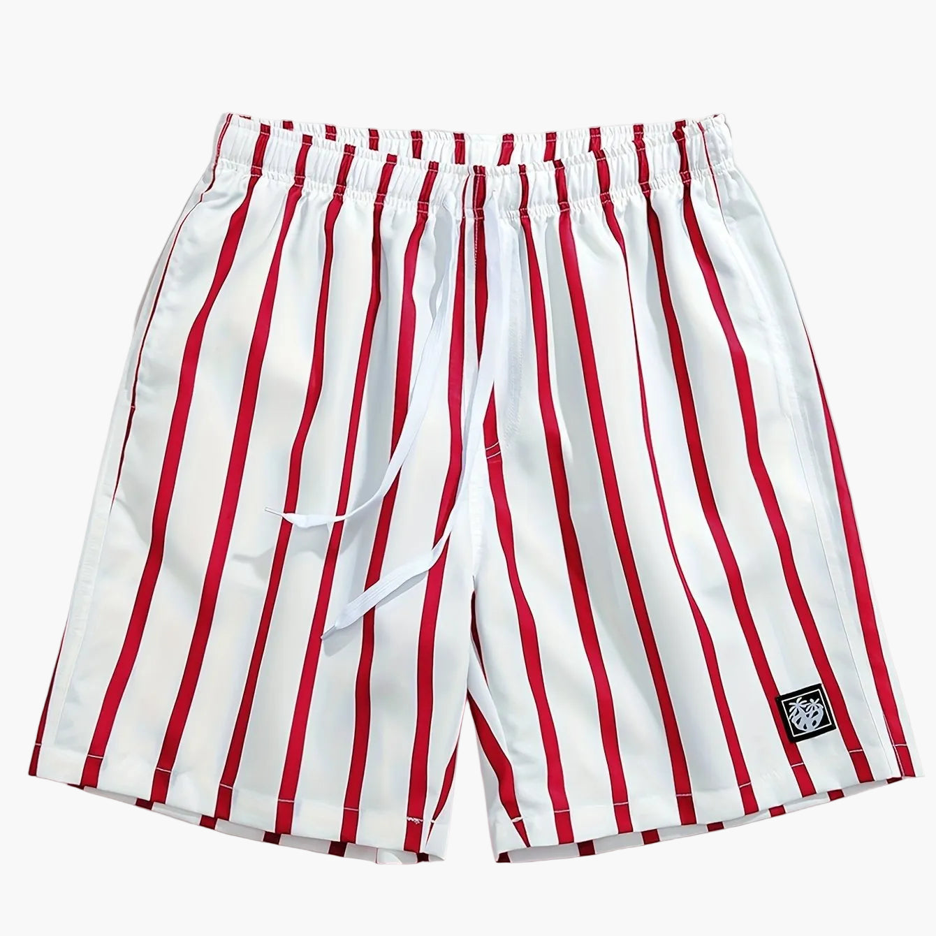 Pantalones casuales para hombre con estampado de rayas y cordón – Ideales para el día a día y la playa