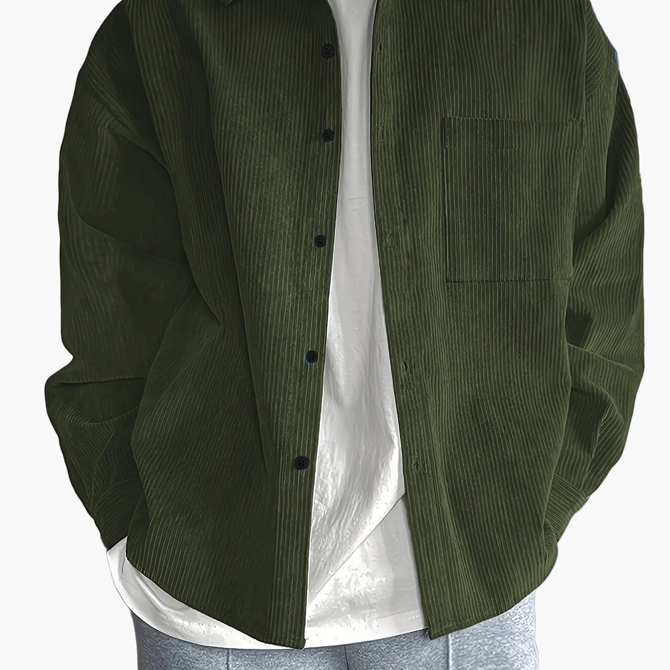 Chaqueta camisa casual oversize para hombre con botonadura – Look moderno de ocio