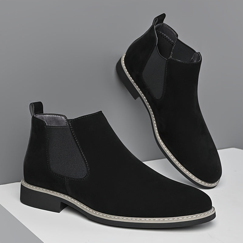 Chelsea-laarzen voor heren, suède-look, instaplaarzen met elastische inzetstukken, bruin en zwart