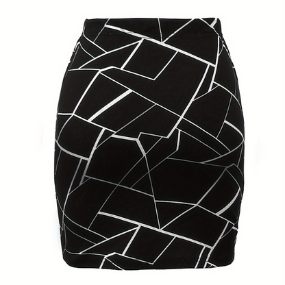 Damen Minirock mit geometrischem Muster – Moderner, eleganter Look für Büro und Freizeit