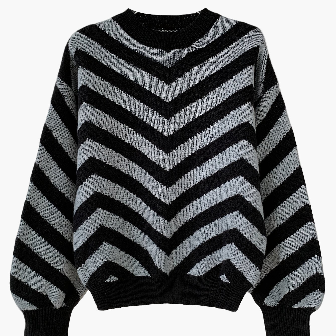 Damen Strickpullover mit Zickzack-Muster für Herbst und Winter – Eleganter Freizeit-Sweater