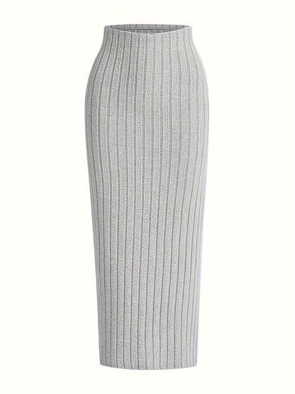 Damen Strick-Bleistiftrock mit hohem Bund – Eleganter Alltags- und Büro-Look