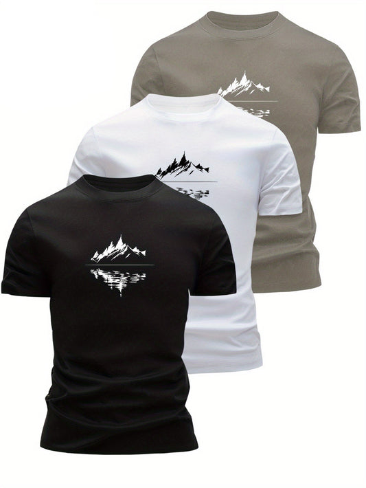 Camiseta para hombre con motivo de montaña – Camiseta moderna para ocio, exterior y uso diario